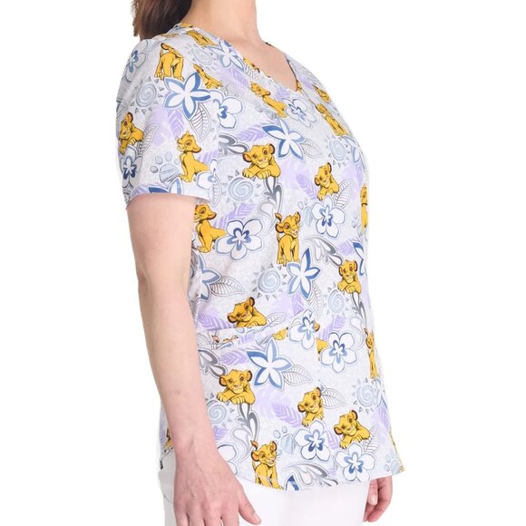 Scrubstar V-Neck Disney Simba Lion King Scrub Top Womens Short Sleeve Very Soft - Picture 6 of 10